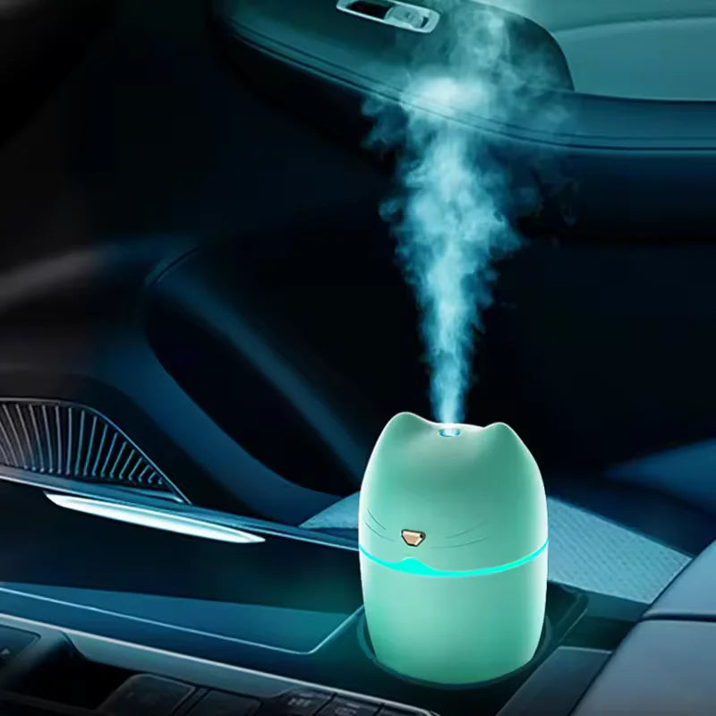 Cute Cat USB Mini Humidifier Desktop Mist Maker with LED Night Light