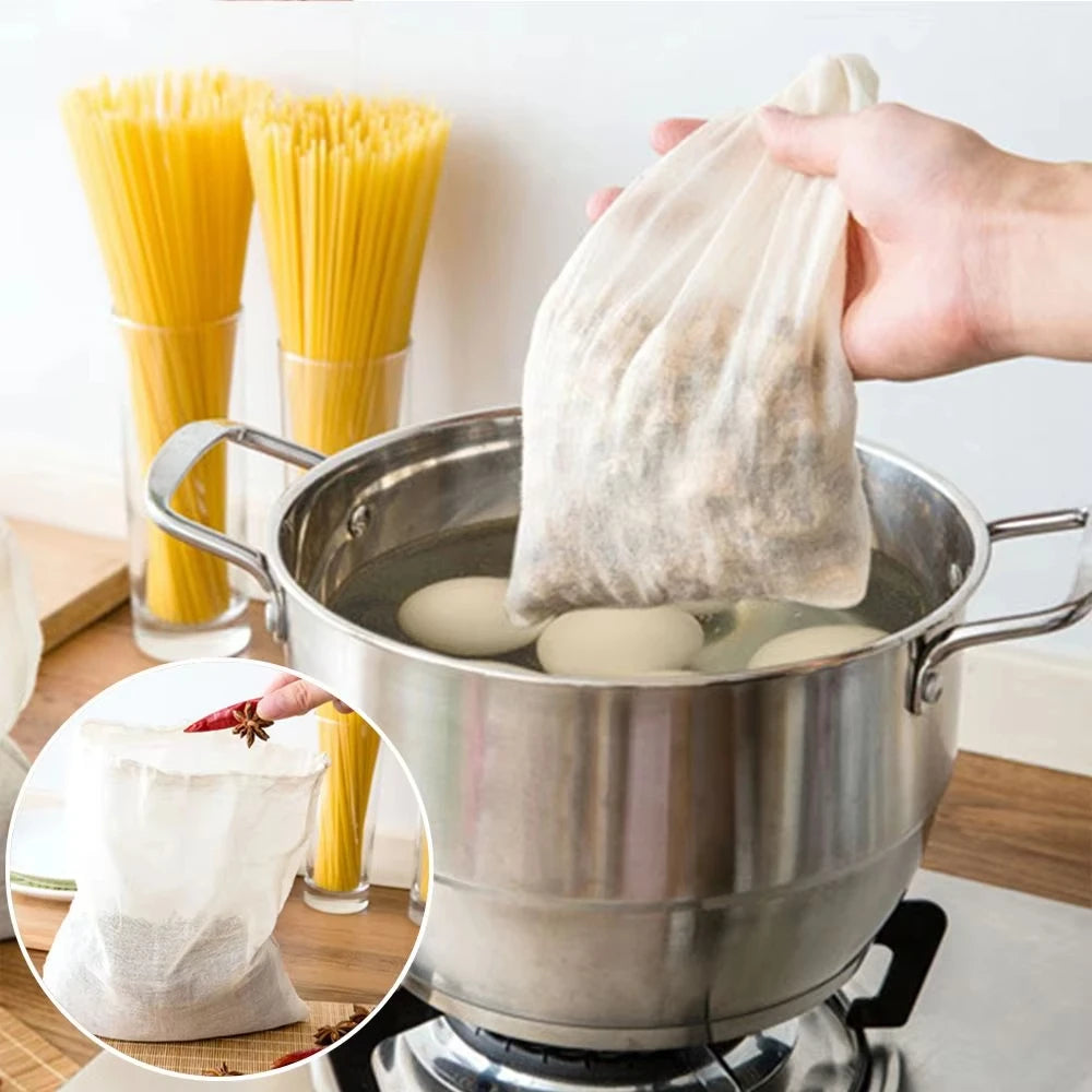 Reusable Cotton Food Filter Bag Herbal Spice Strainer Mesh Nut Milk Bag - 4