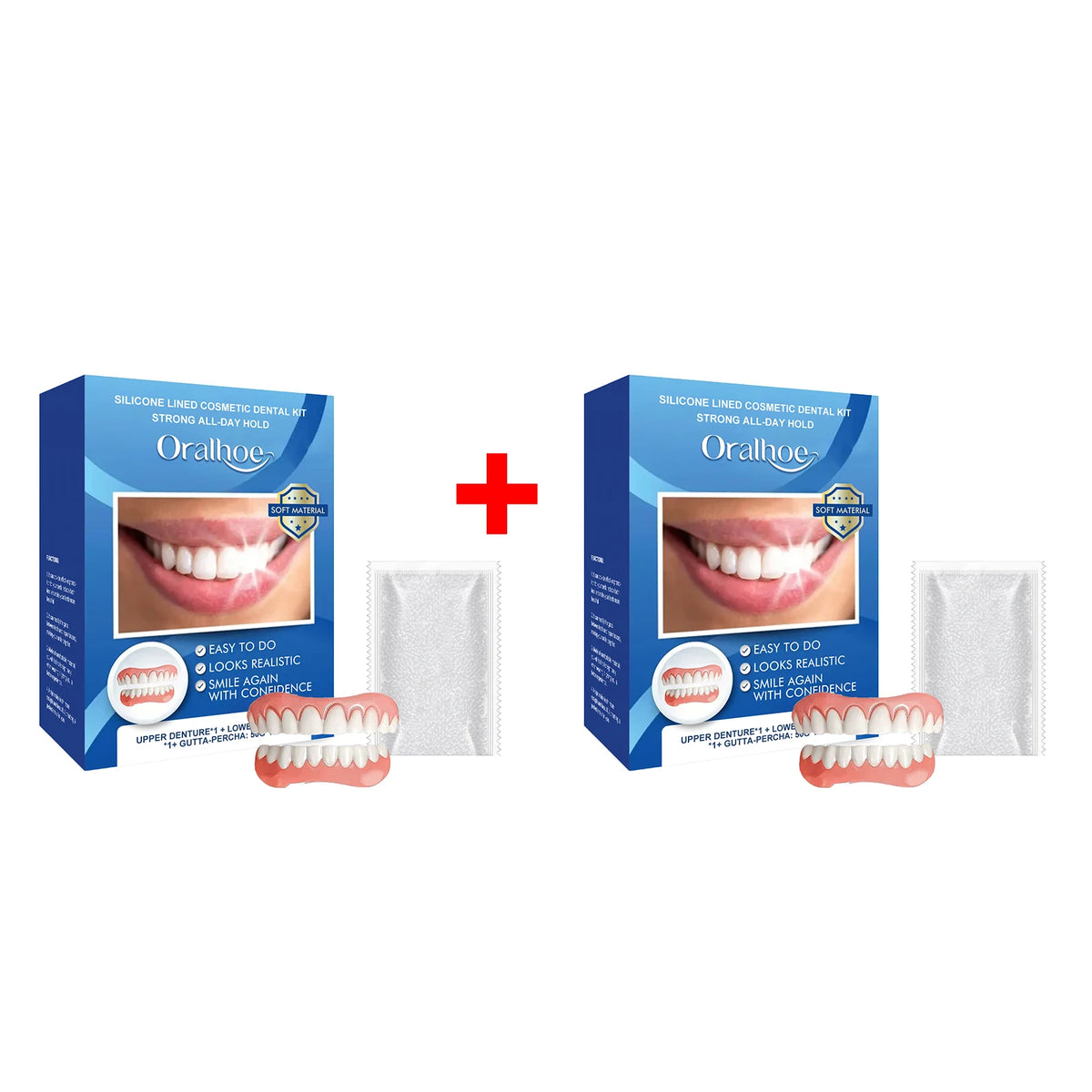Silicone Cosmetic Dental Kit Upper Lower Fake Teeth Instant Smile