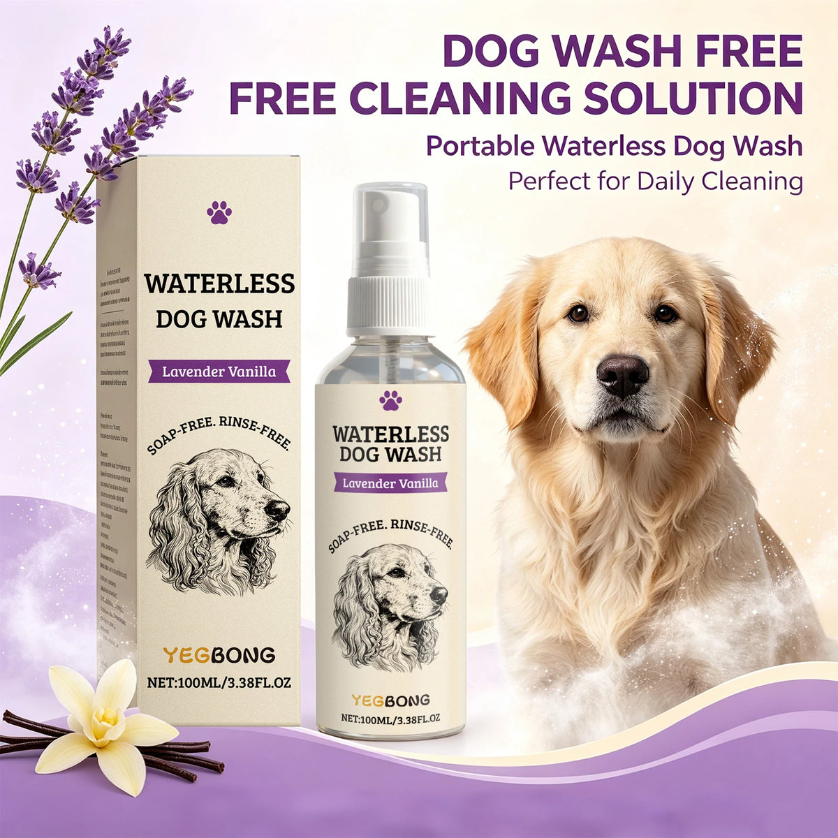 Waterless Dog Shampoo Spray Foaming Dry Bath Pet Cleaning