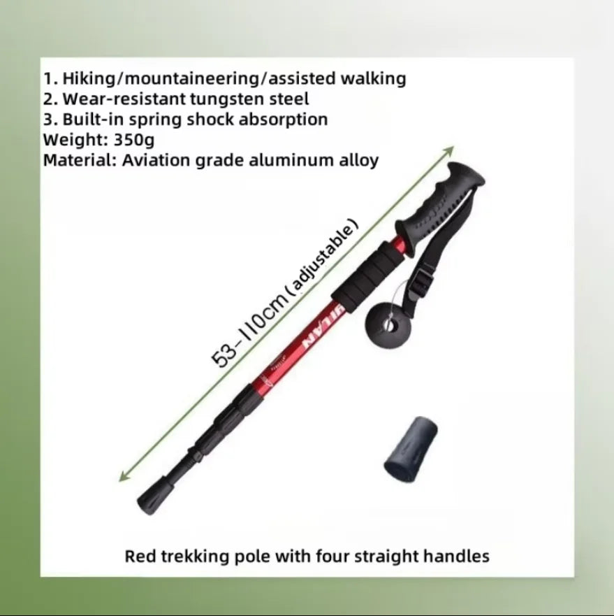 Ultralight Foldable Hiking Trekking Poles Shock Absorbing Walking Stick - 12