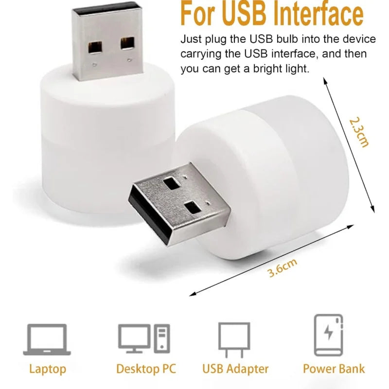 Mini USB LED Night Light Portable Plug In Lamp for Reading and Travel