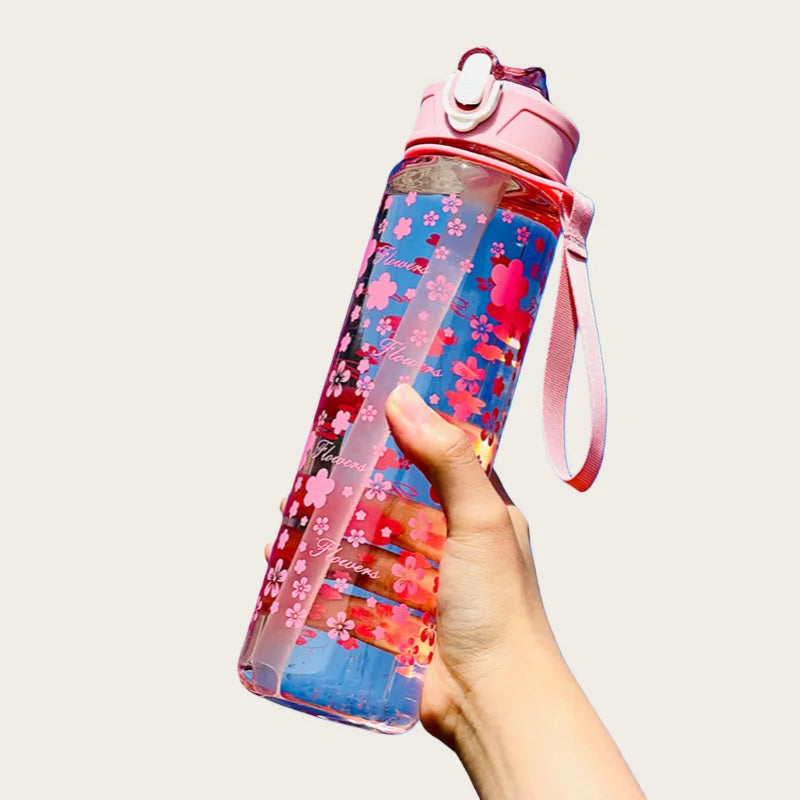 800ml Sports Water Bottle Motivational Fitness Cup with Time Marker