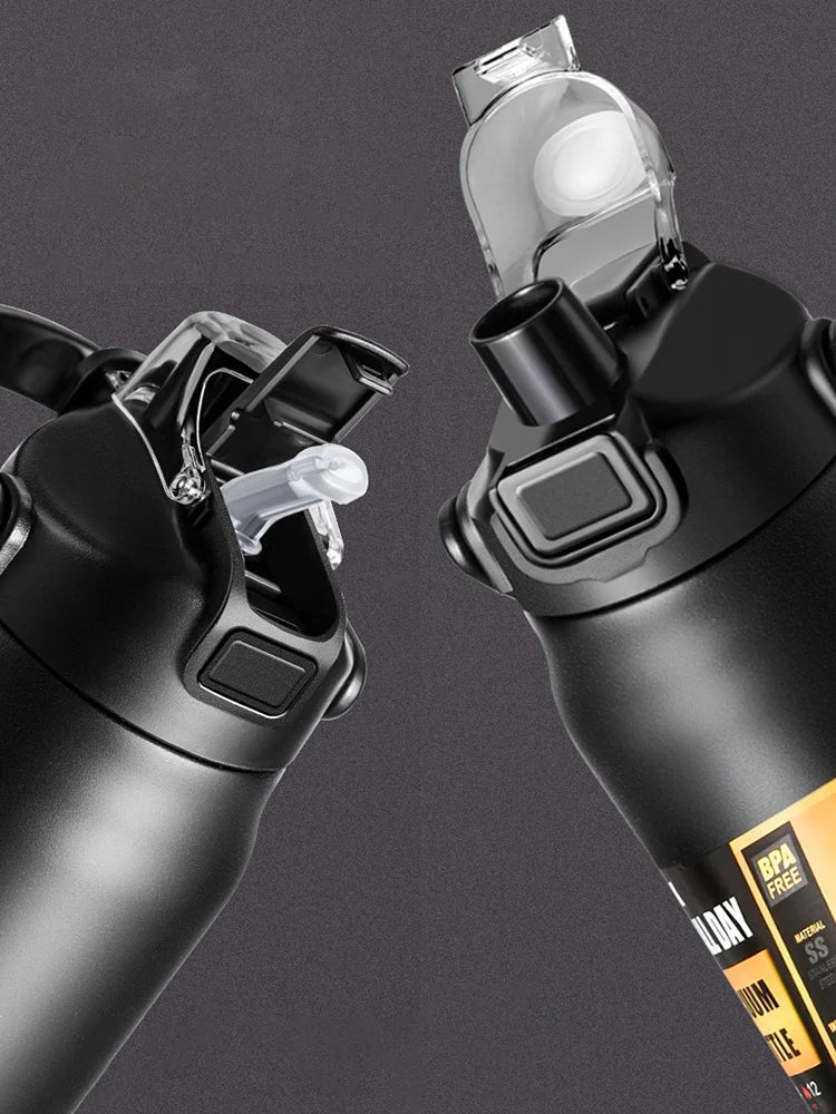 Insulated Stainless Steel Water Bottle Vacuum Flask with Straw Lid - 3