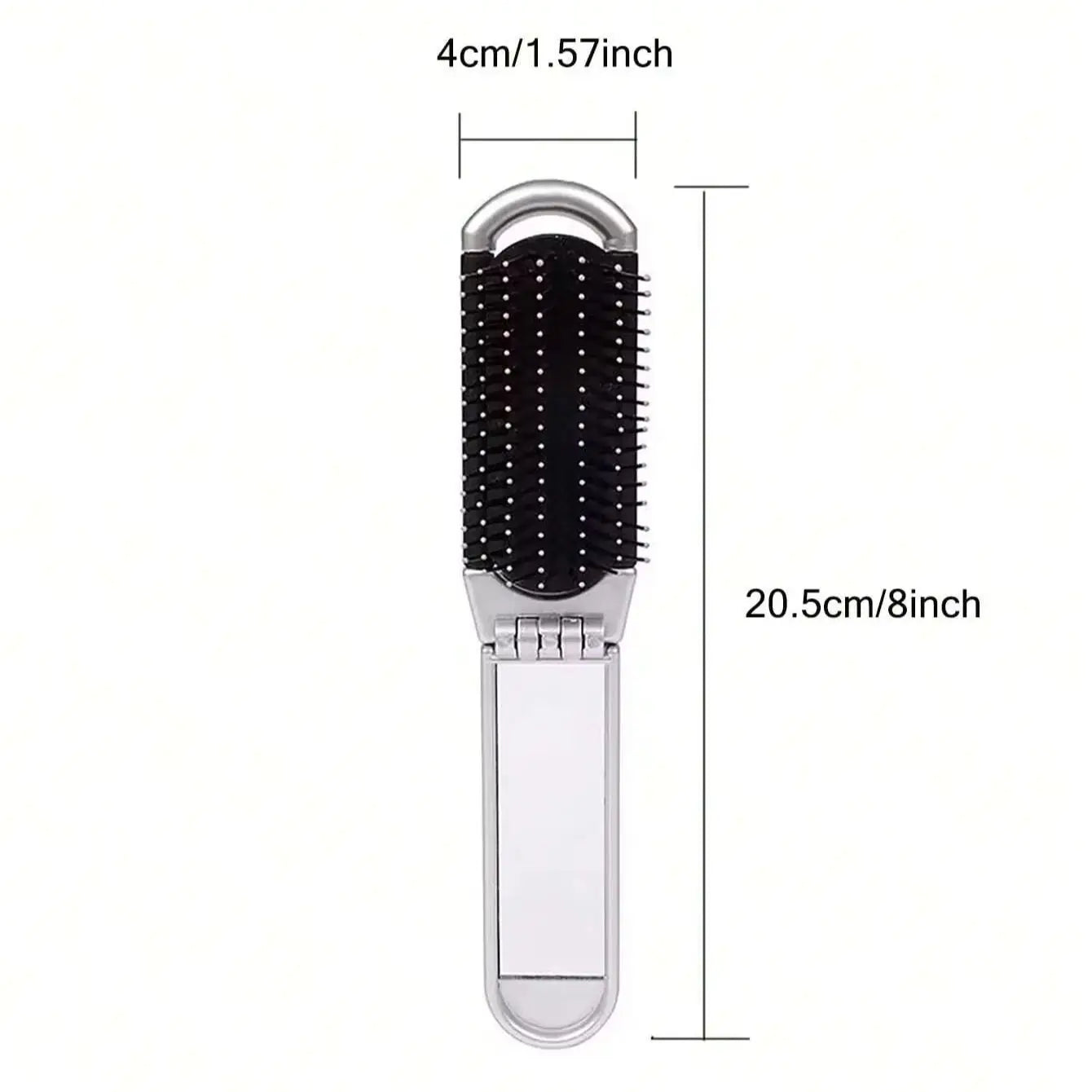 2-in-1 Folding Hair Brush with Mirror Portable Travel Massage Comb