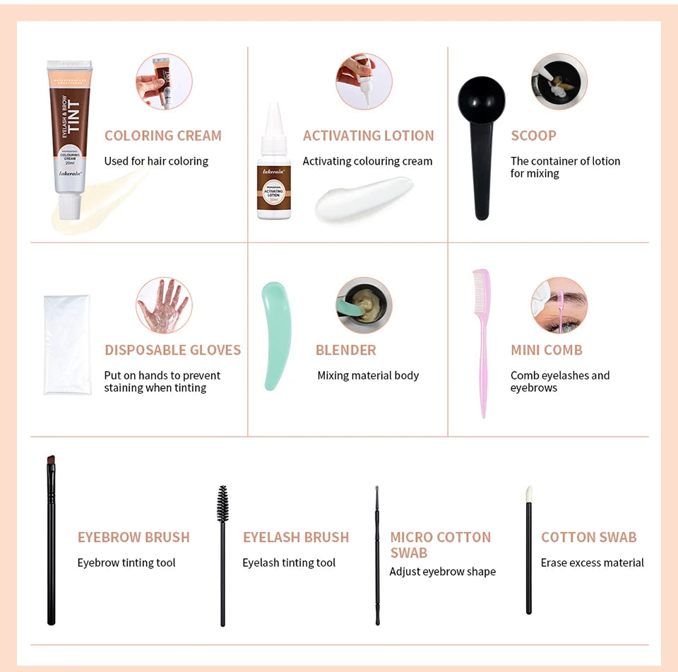 Lakerain Eyelash And Brow Tint Kit Waterproof Eyebrow Makeup Dye Set