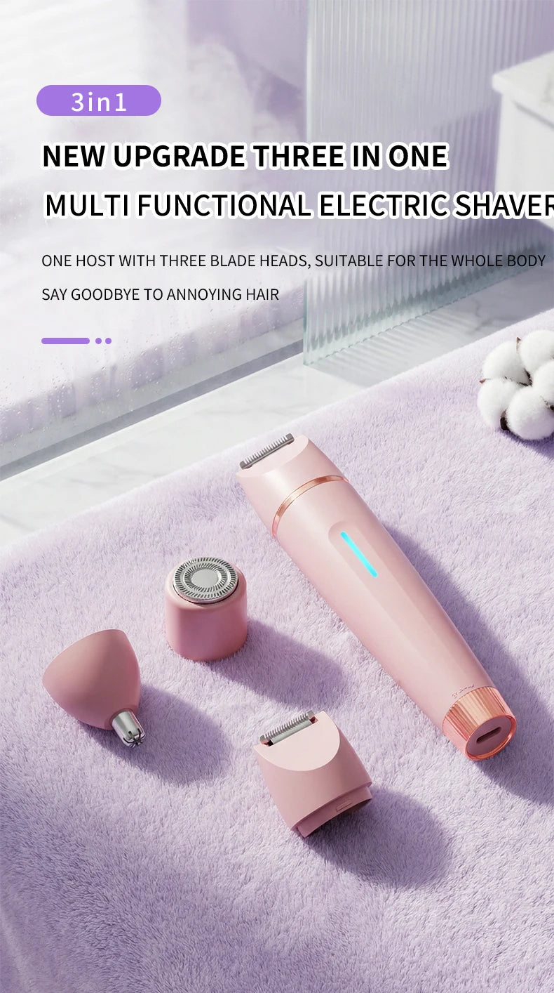 3 in 1 Electric Lady Shaver Waterproof Bikini Trimmer and Epilator