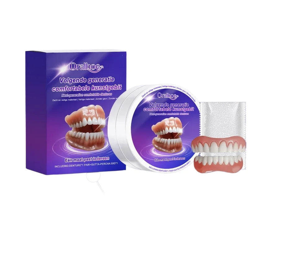 Flexible Silicone Dentures Full Set False Teeth Smile Replacement - 6