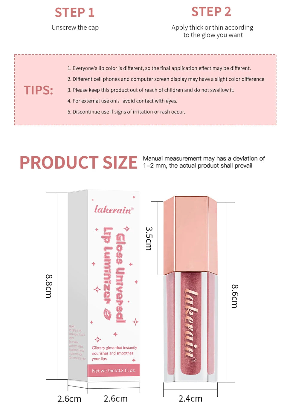 Shimmer Liquid Lip Gloss Moisturizing Lip Luminizer Tint - 15
