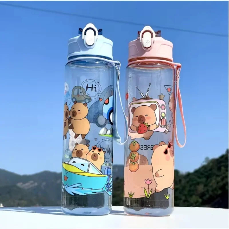 Capybara Water Bottle Leakproof Sippy Cup for Sports and Camping