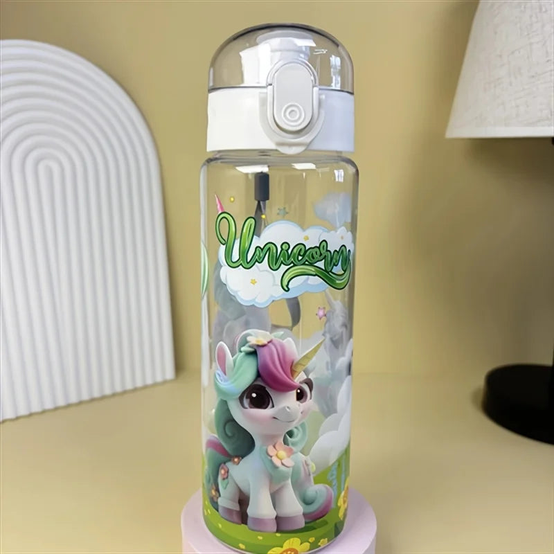 780ml Cartoon Astronaut Sports Water Bottle with Sealed Lid and Strap - 6