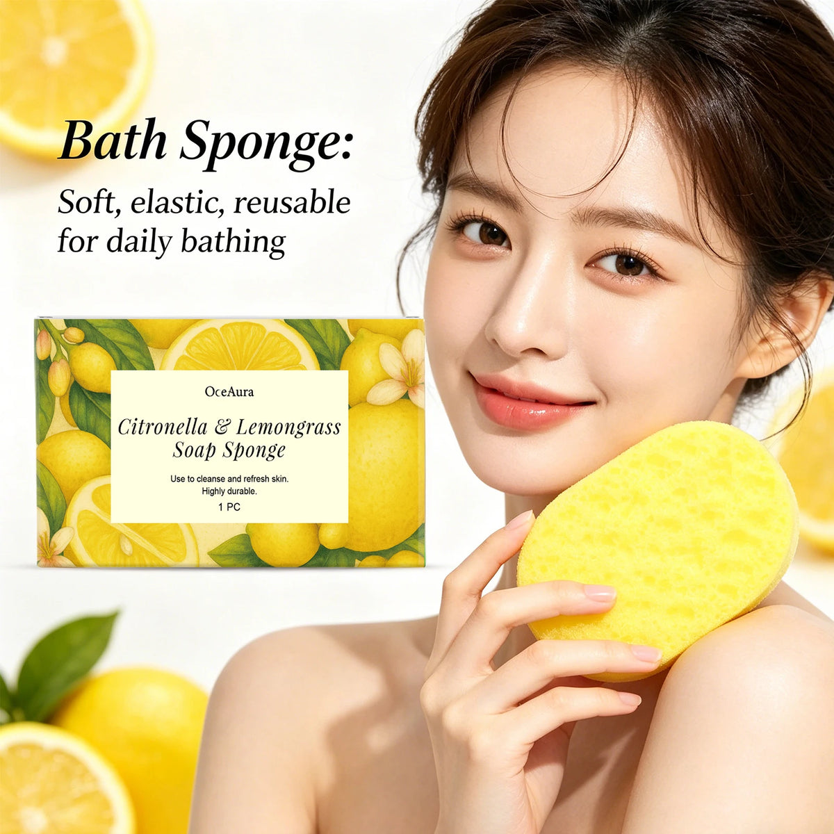Lemongrass Lemon Exfoliating Bath Sponge Body Cleansing Tool