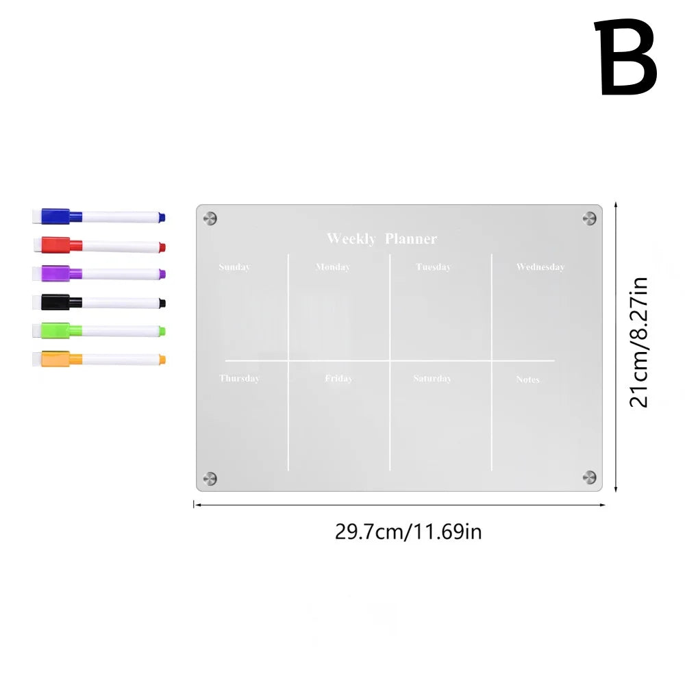 Magnetic Acrylic Fridge Calendar Weekly Planner Dry Erase Board