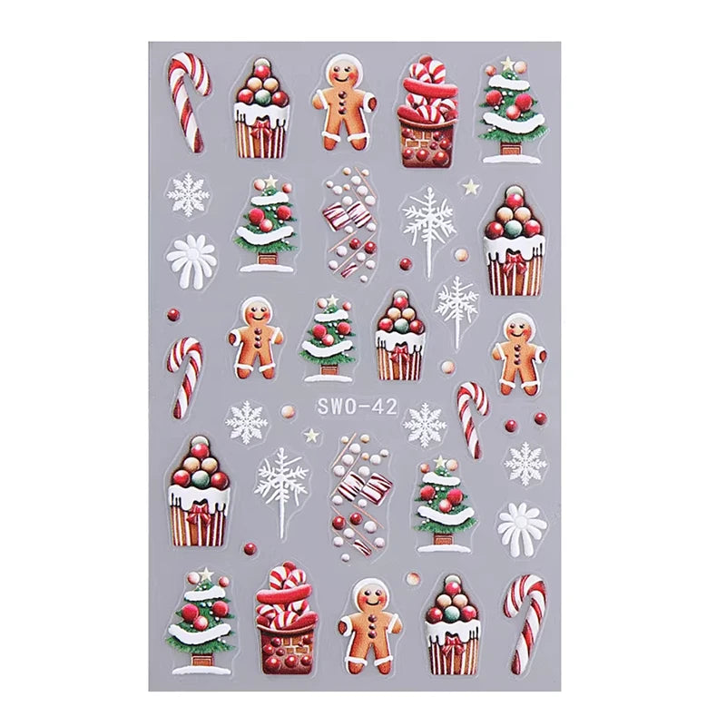 Christmas Nail Stickers Cartoon Snowman Decals Manicure Art