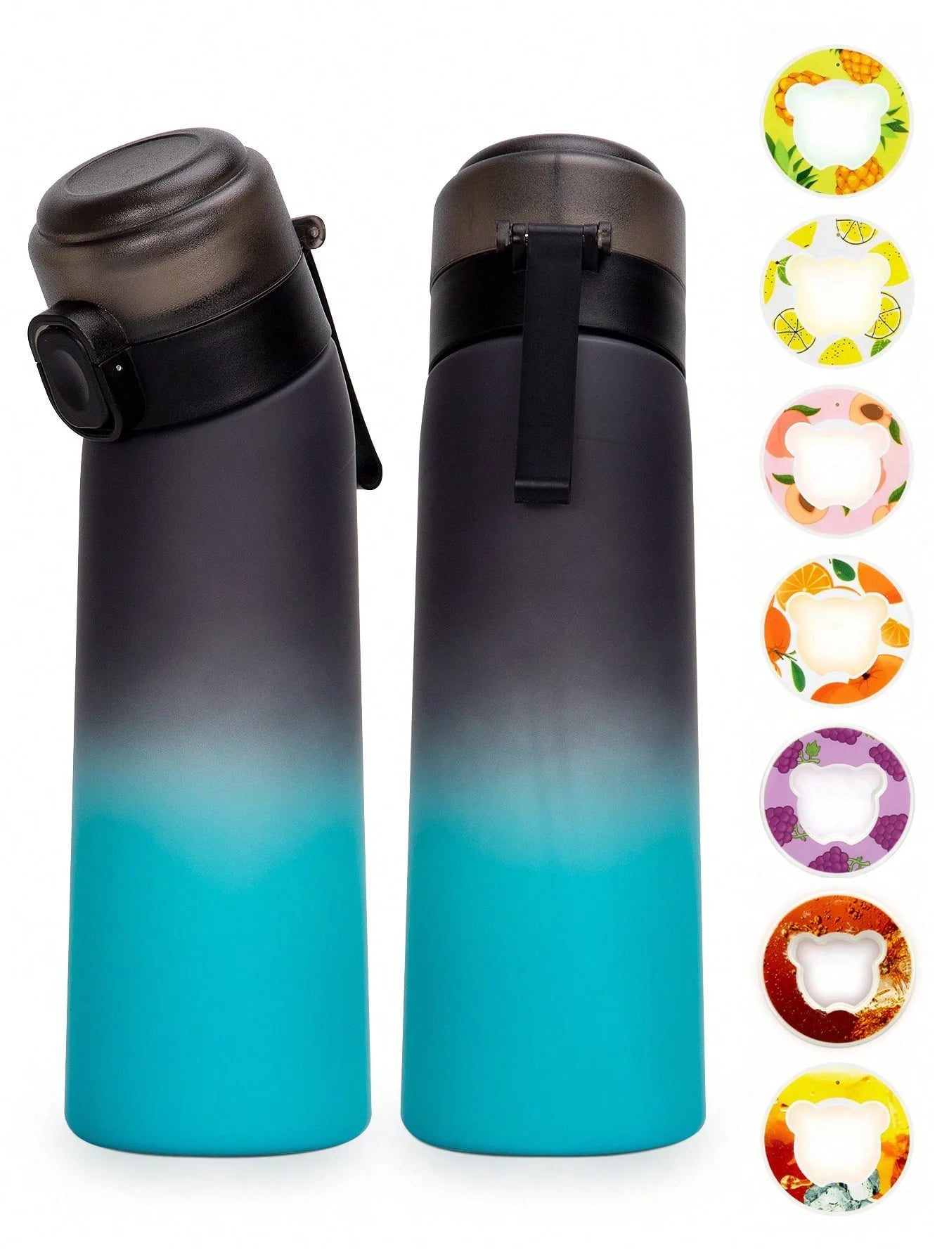 Gradient Scented Water Bottle with Flavor Pods 650ml Sports Drink Cup - 2