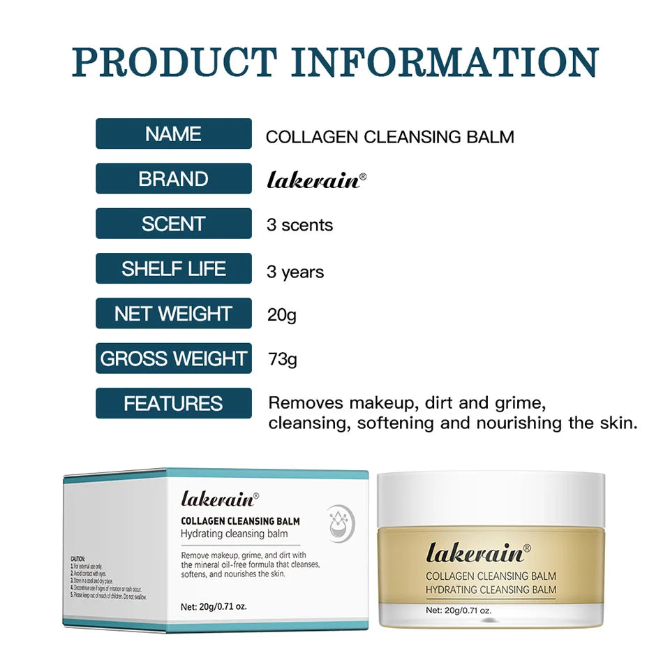 Lakerain Collagen Cleansing Balm Makeup Remover & Deep Cleanser - 16