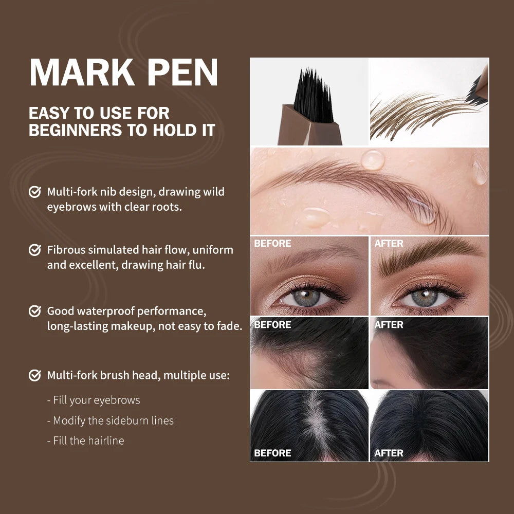 Waterproof Liquid Eyebrow Pencil Multi Fork Tattoo Pen
