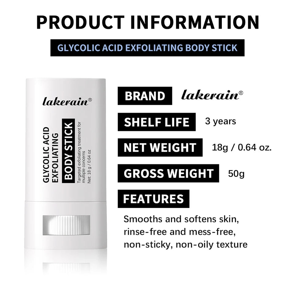 Lakerain Glycolic Acid Exfoliating Body Stick Skincare Scrub