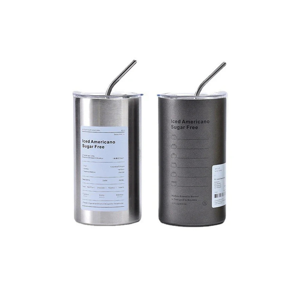 600ml Stainless Steel Coffee Mug Insulated Travel Tumbler with Straw