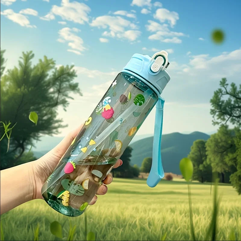 Transparent Cartoon Water Bottle Large Capacity Sports Fitness Cup - 7