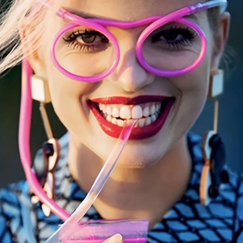 Funny Straw Glasses Creative Flexible Drinking Straws for Kids Party