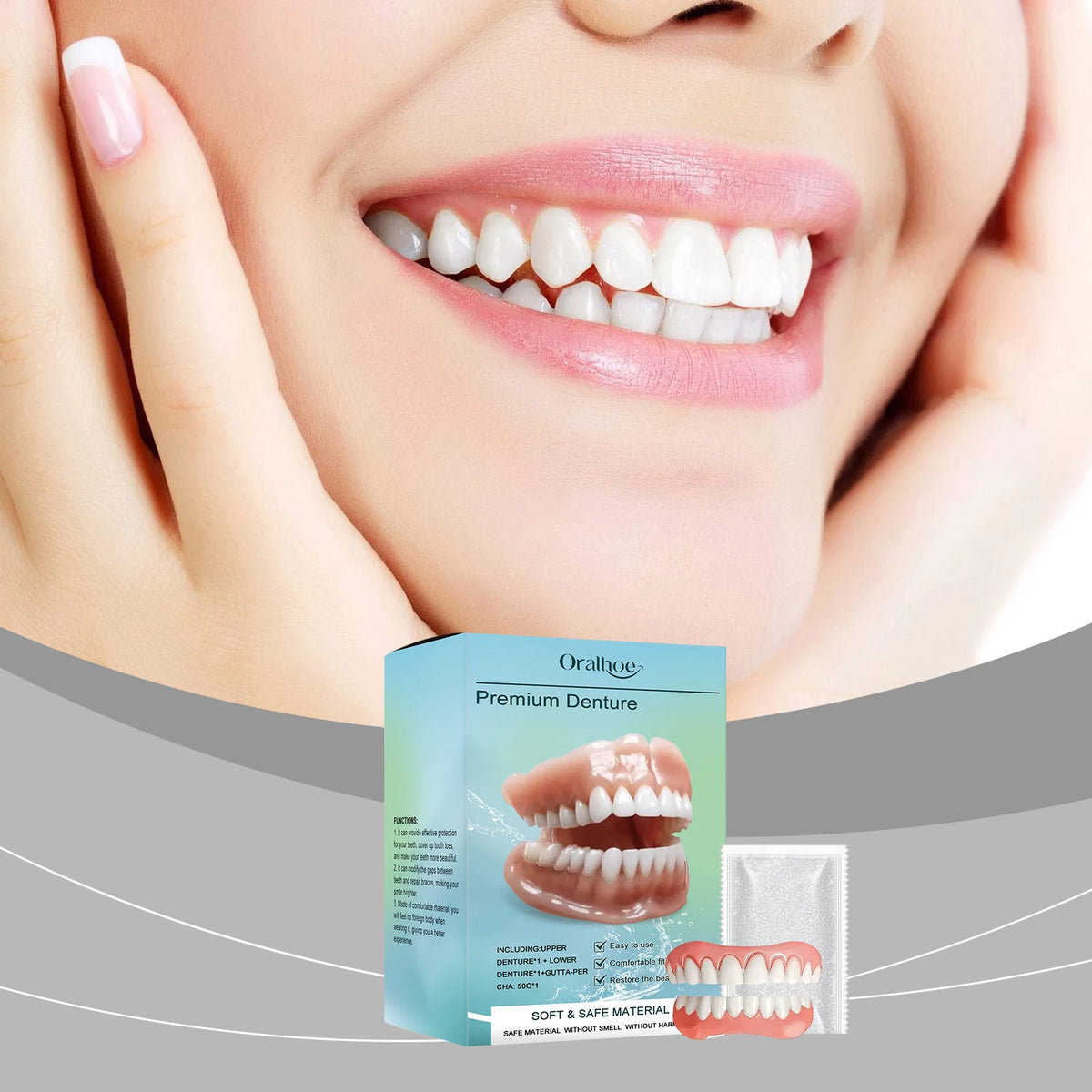 Silicone Denture Set Temporary False Teeth Veneers