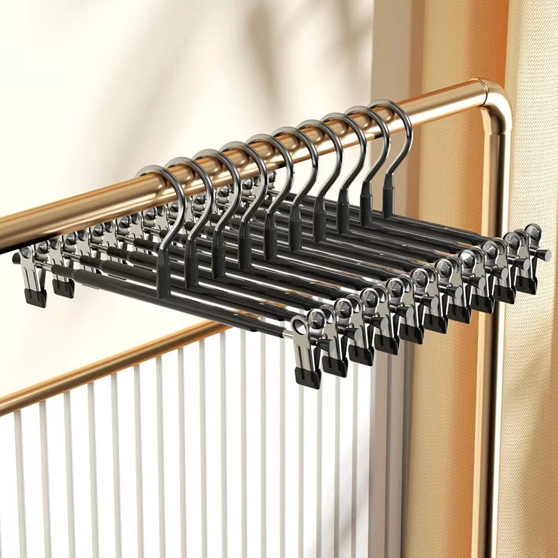 Non-Slip Stainless Steel Pants Hangers with Clips for Skirts and Jeans - 10