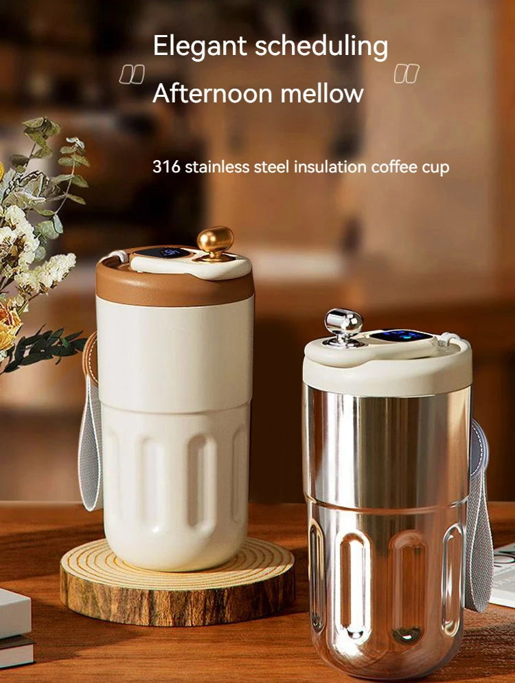 Smart Stainless Steel Coffee Mug with LED Temperature Display Travel Flask - 7