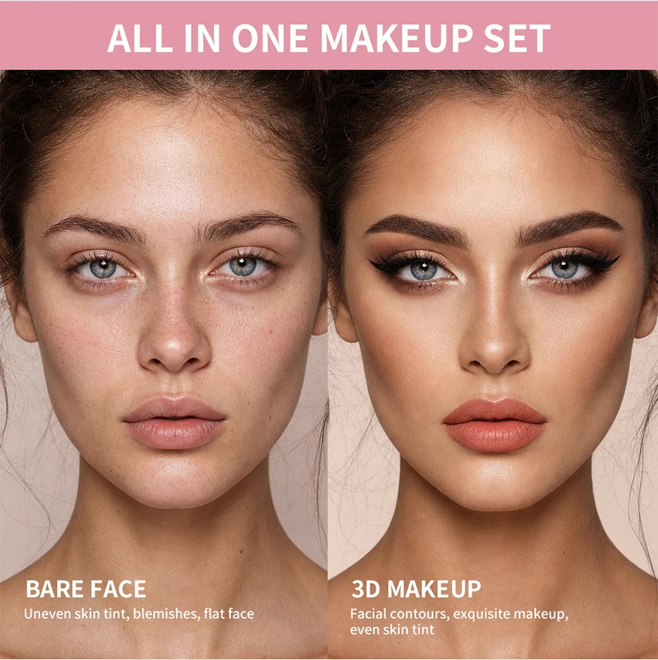 All In One Makeup Kit Full Cosmetics Set Palette Brush Gift