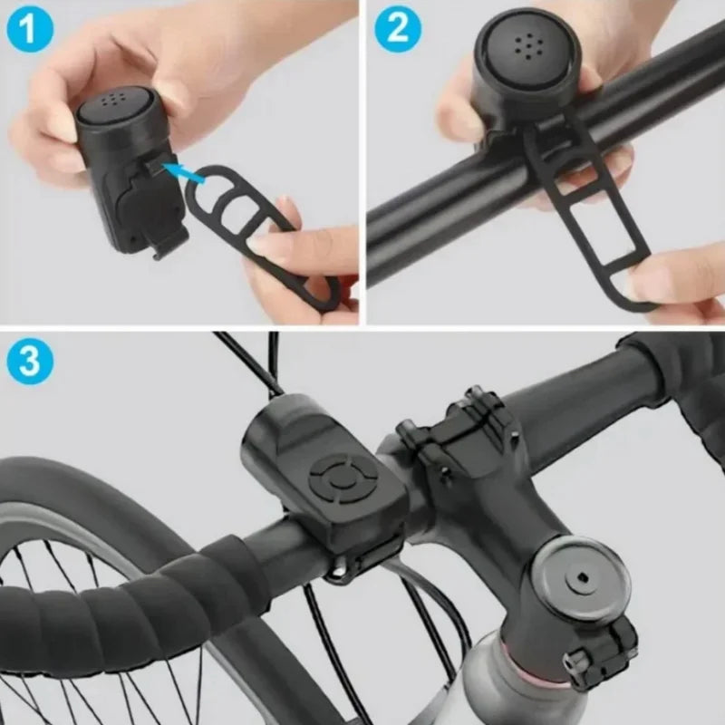 USB Rechargeable Electric Bicycle Horn Anti-Theft Bike Bell Siren - 2