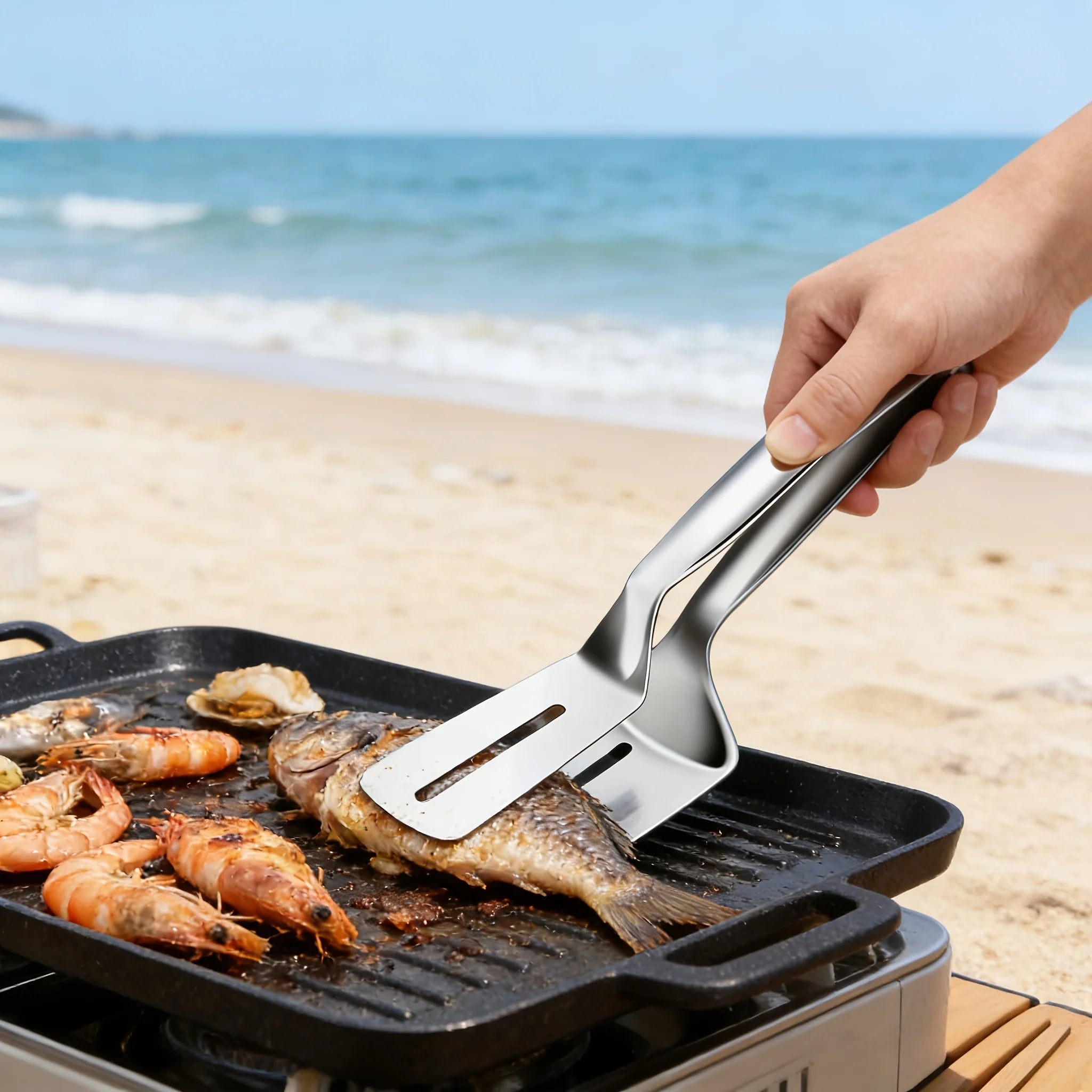 Stainless Steel Steak Spatula Tongs Multifunctional Kitchen Grill Clamp - 12