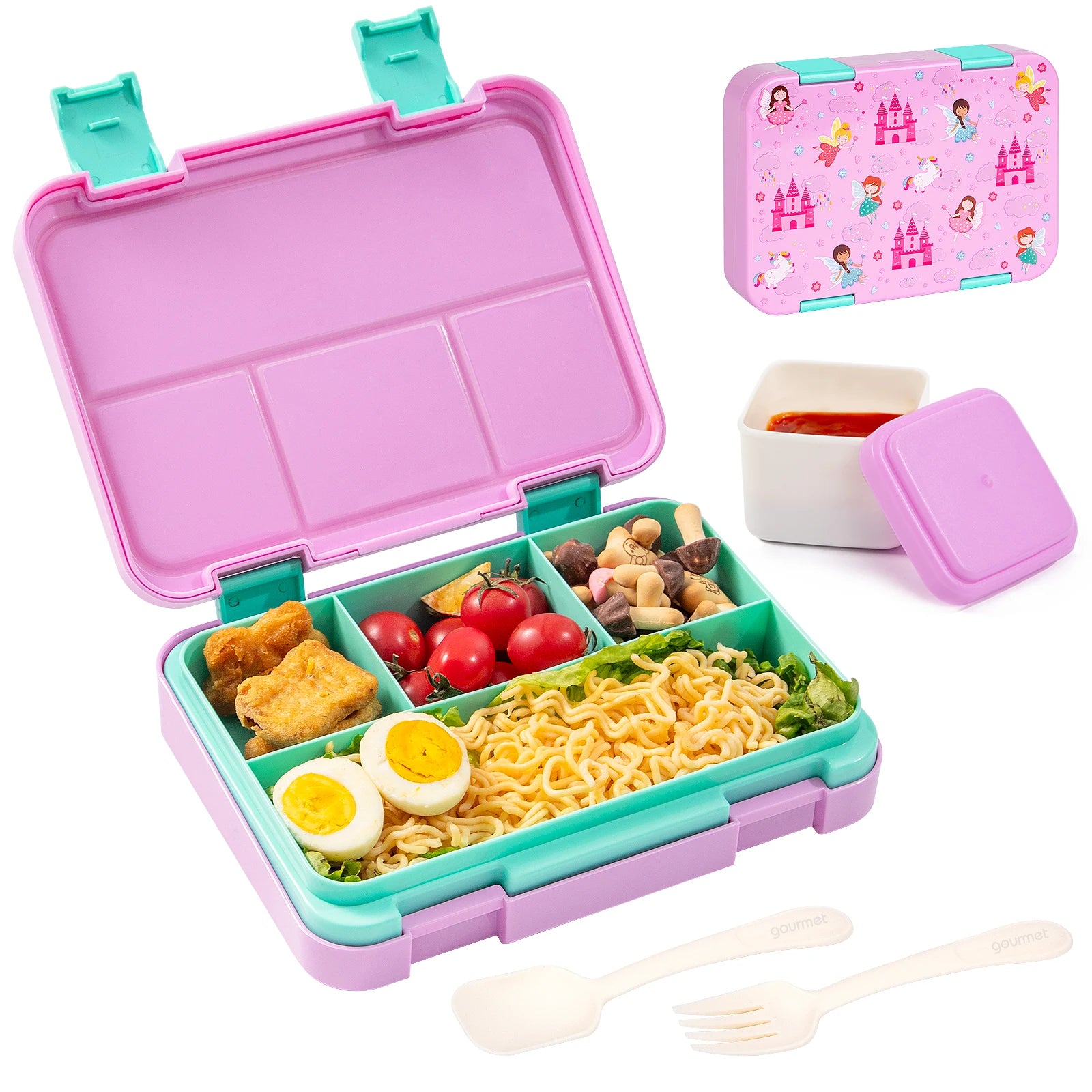 Kids Bento Box Divided Lunch Container Leakproof School Food Box 1180ml