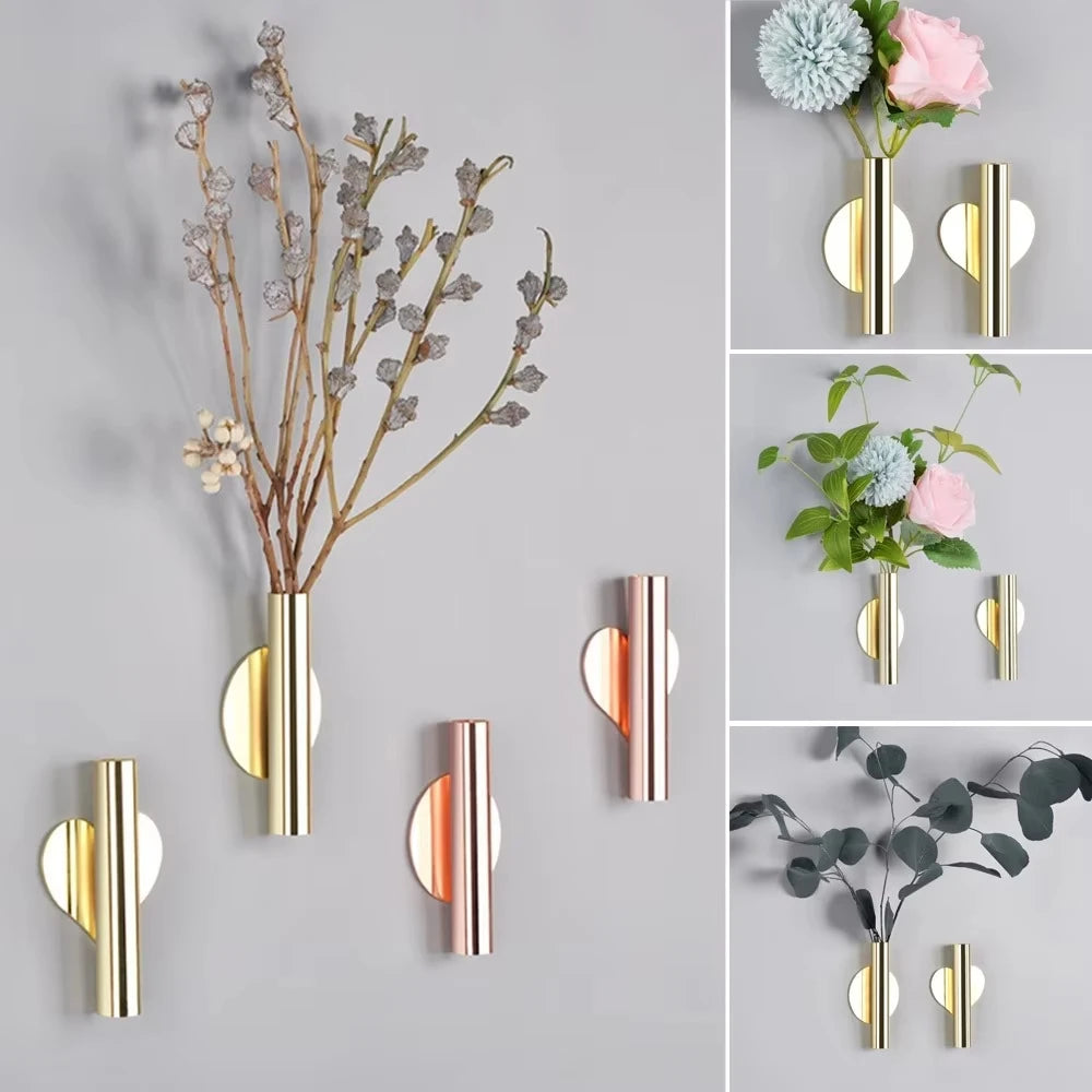 Modern Wall Mounted Metal Flower Vase Nordic Hanging Plant Holder Decor - 2