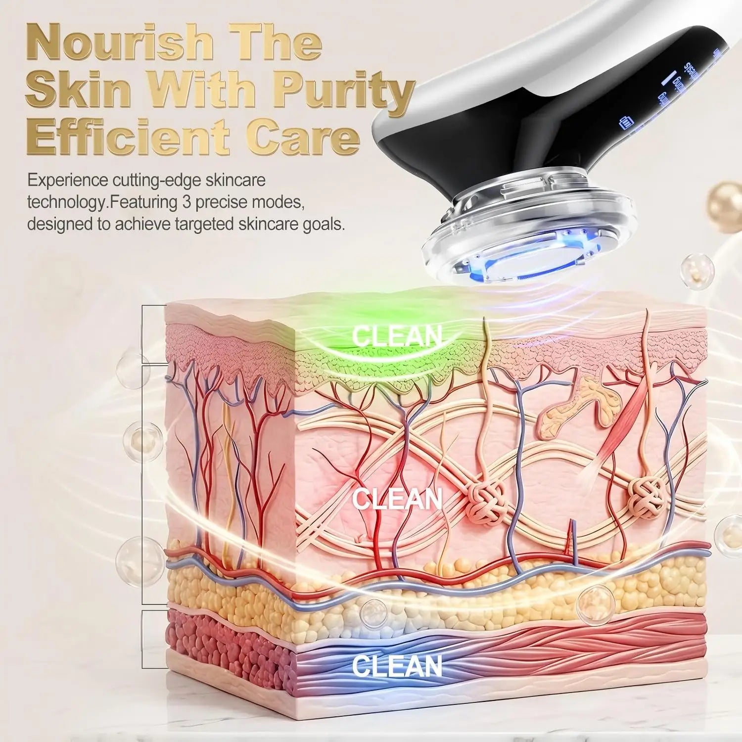 Microcurrent Facial Massager LED Light Therapy Skin Tightening Tool - 9