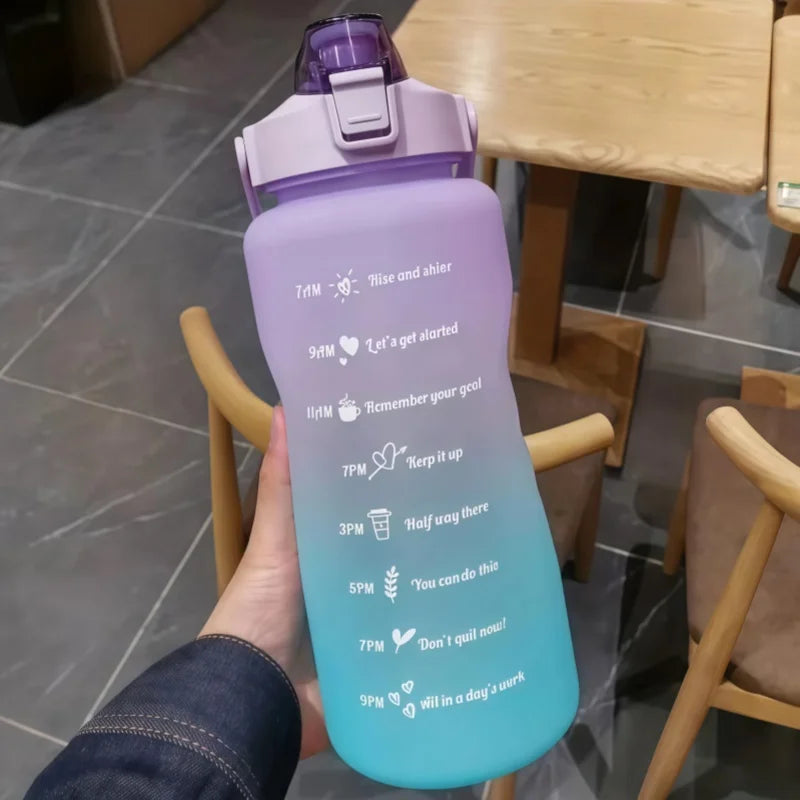 2L Motivational Water Bottle with Straw Leak Proof Sport Fitness Jug - 8