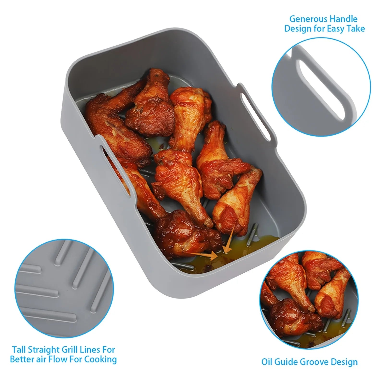 Reusable Silicone Air Fryer Liners for Ninja Dual Basket Baking Trays - 8
