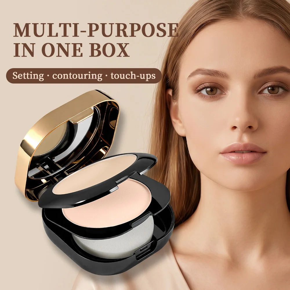 Double Layer Pressed Powder Oil Control Matte Setting Powder Makeup