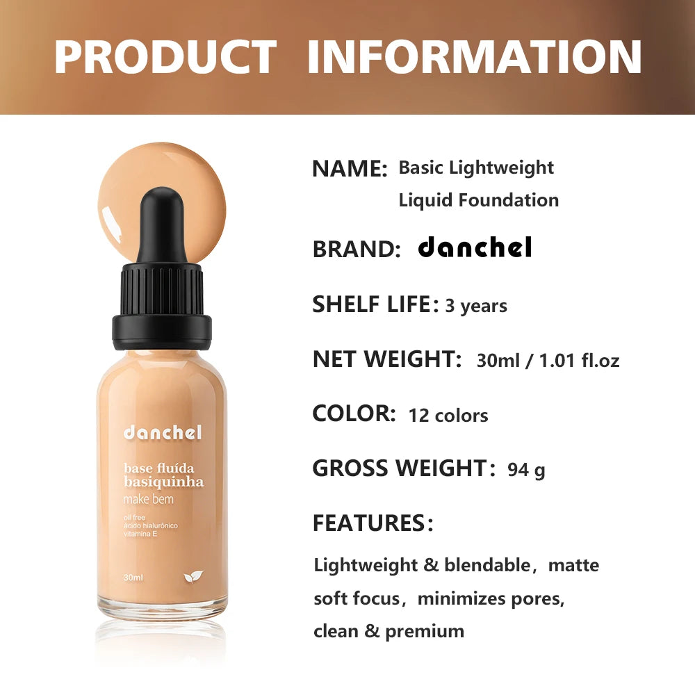 Danchel Lightweight Liquid Foundation Matte Soft Makeup