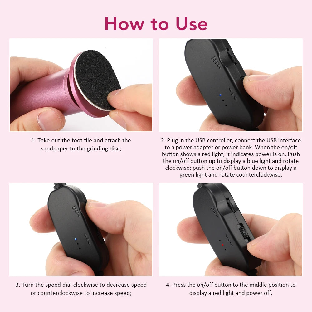 Electric Callus Remover USB Foot File Pedicure Tool - 12