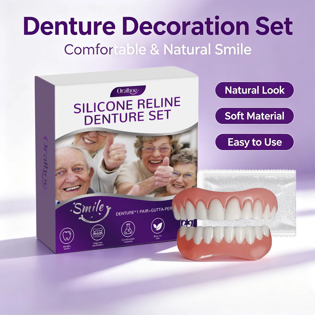 Cosmetic Denture Set Instant Smile Upper and Lower Teeth Cover