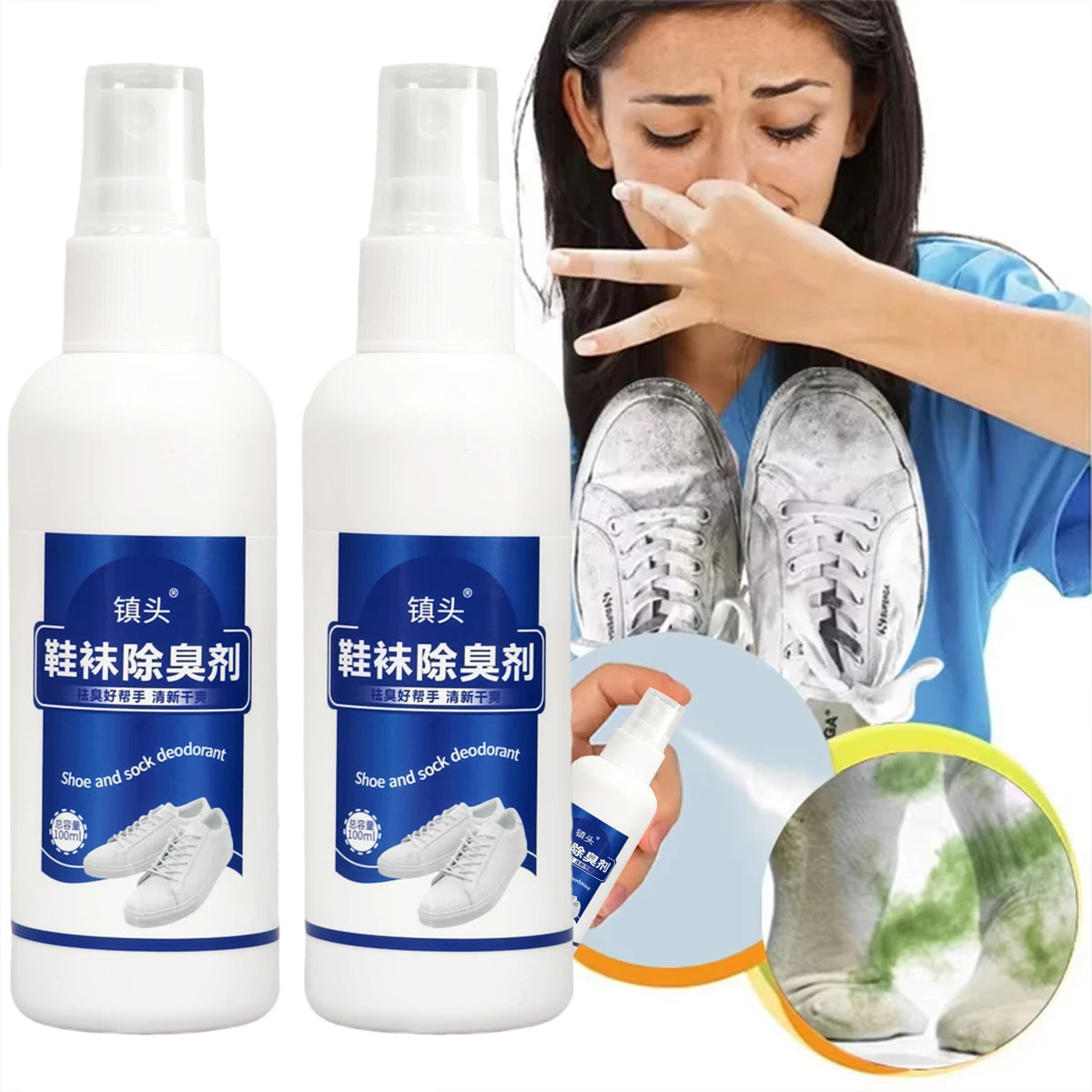 Shoe and Sock Deodorizing Spray Antibacterial Footwear Odor Remover