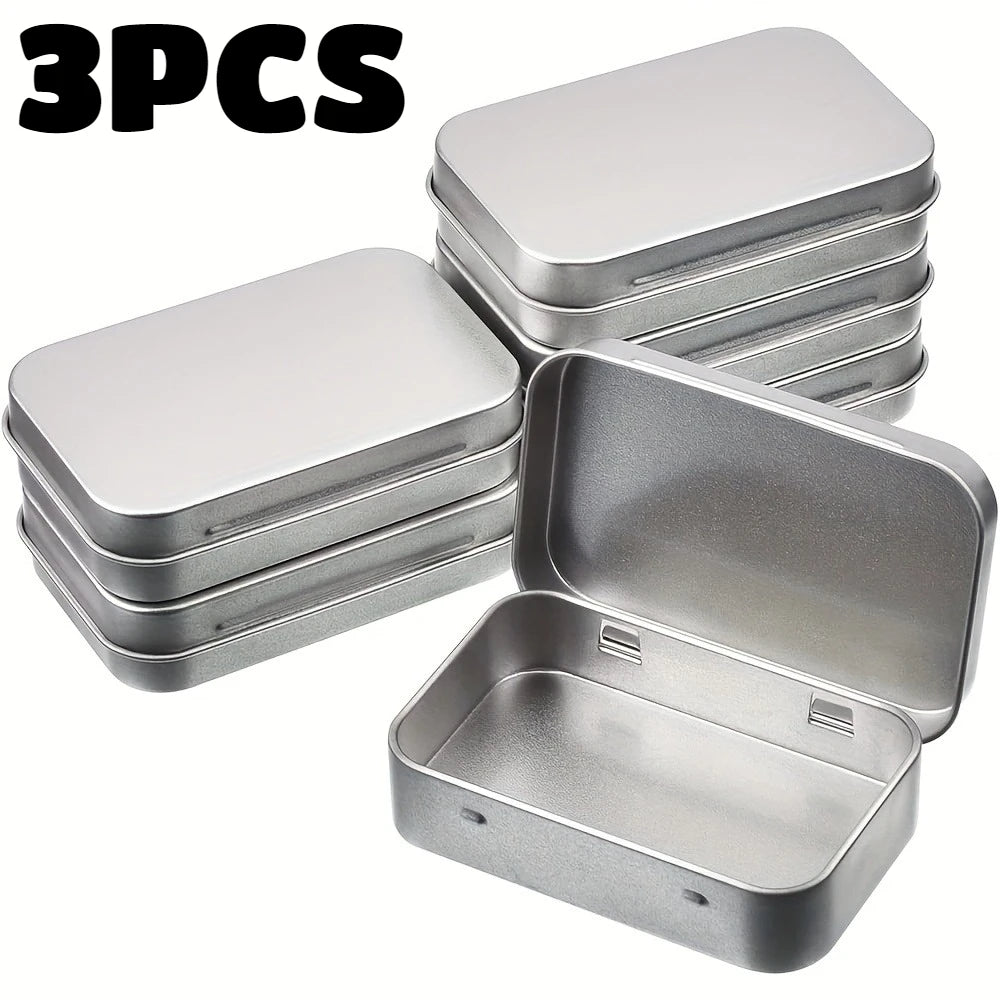 10pc Metal Tin Storage Box Rectangular Hinged Container for Small Items