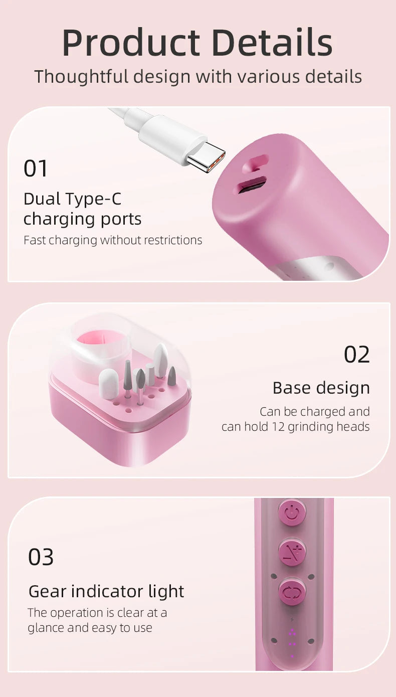 Cordless Electric Nail Drill Machine Manicure Kit