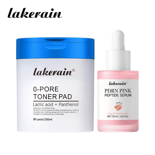 Lakerain Pore Toner Pad and Pink Peptide Facial Serum Skincare Set