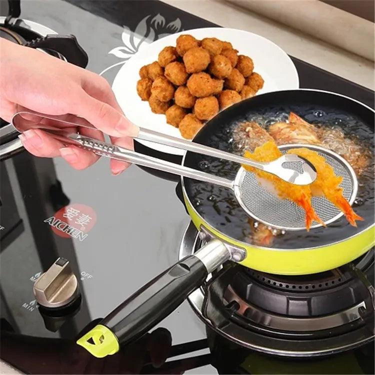 Stainless Steel Frying Strainer Tongs Oil Filter Food Clip Kitchen Tool - 6