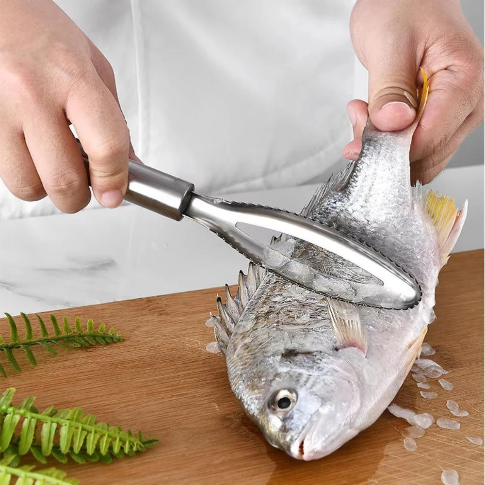 Stainless Steel Fish Scaler Scraper Kitchen Seafood Cleaning Tool