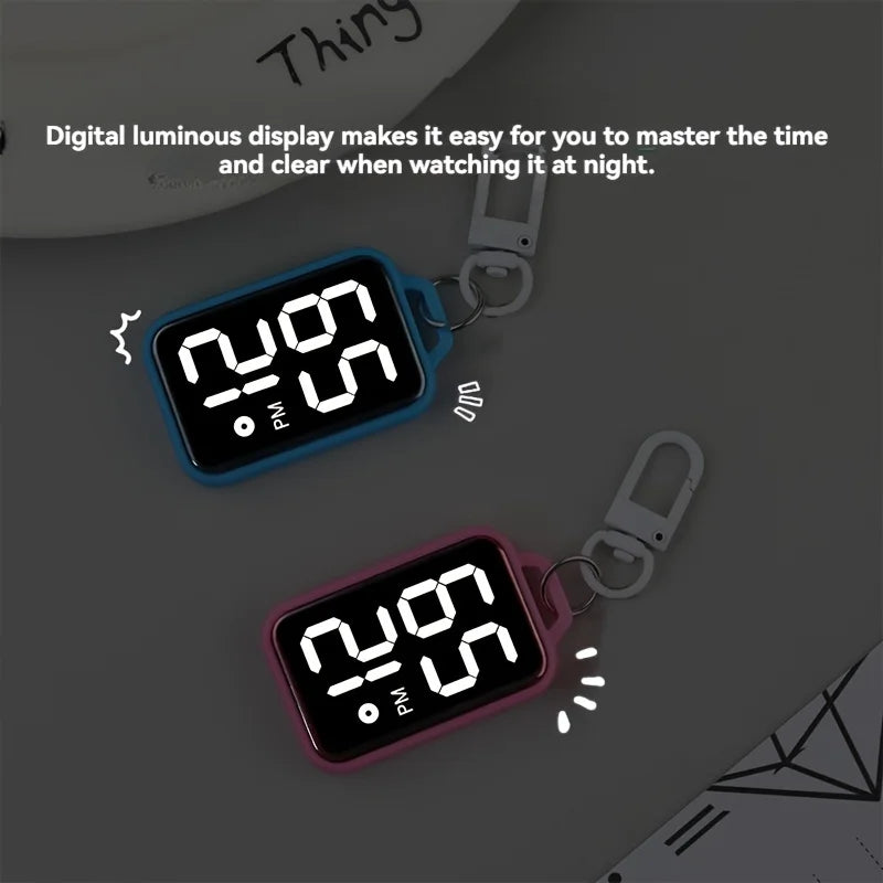 LED Digital Keychain Watch Portable Electronic Pendant Clock - 4
