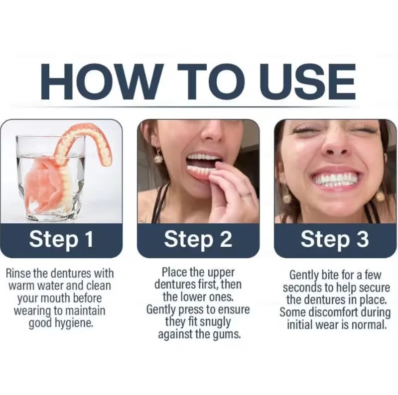 Silicone Dentures False Teeth Full Set Temporary Fit