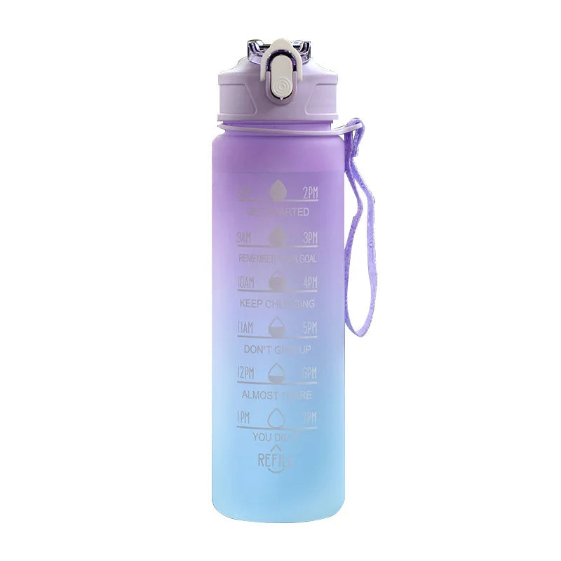 750ml Motivational Sports Water Bottle Leak Proof Fitness Tracker Cup