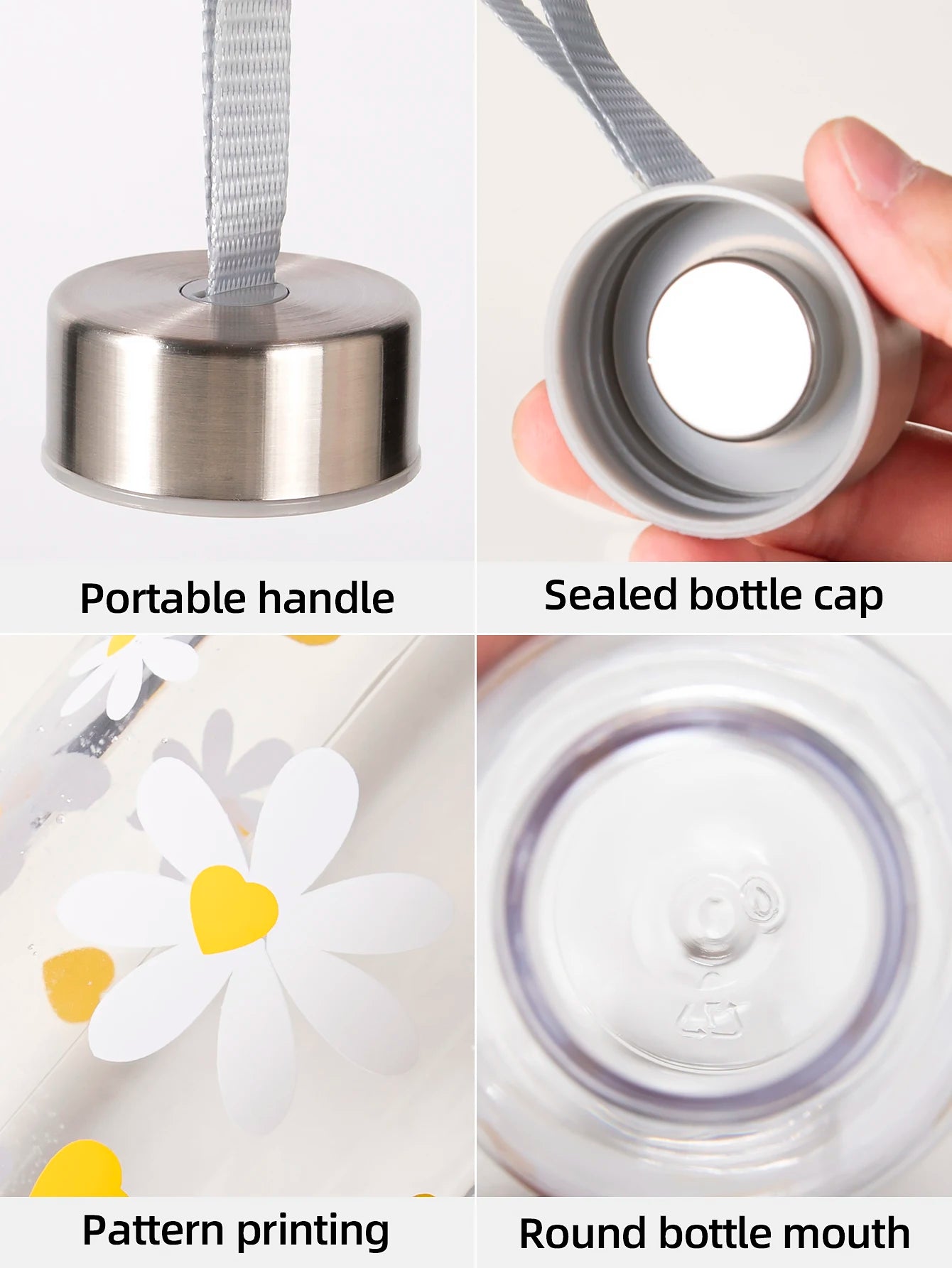 550ml Bowknot Daisy Water Bottle Leakproof Sport Cup for Gym Travel